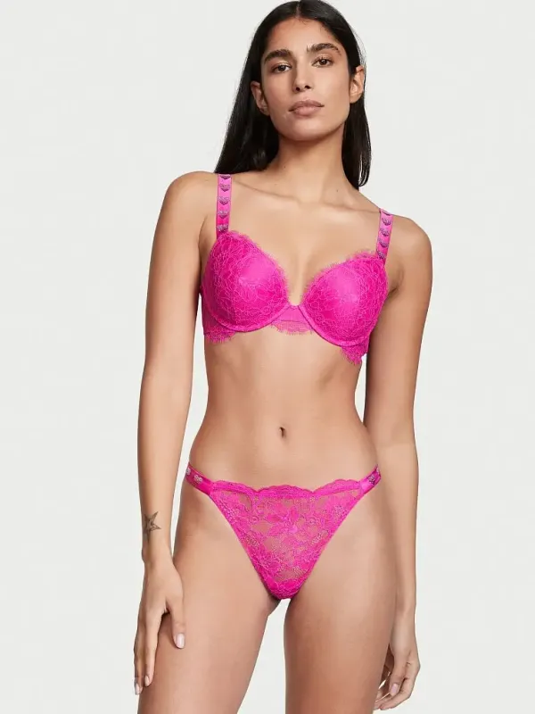 Мереживні трусики Shine Strap Lace Thong Victoria's Secret