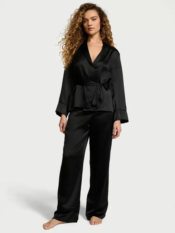 Атласна піжама з штанами Wrap Satin Long PJ Set Victoria's Secret