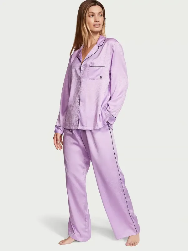 Атласна піжама з штанами Satin Long PJ Set Victoria's Secret