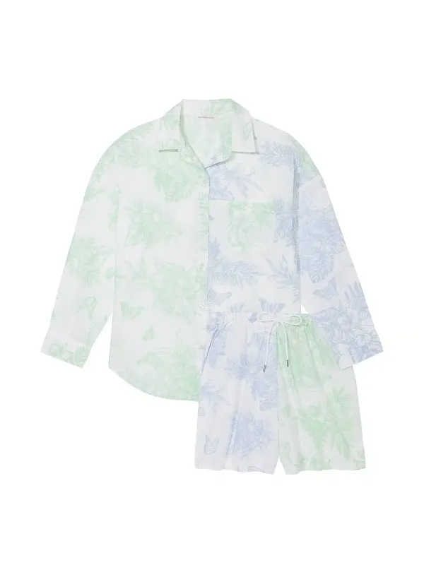Бавовняна піжама з шортами Long-Sleeve Short PJ Set Victoria's Secret
