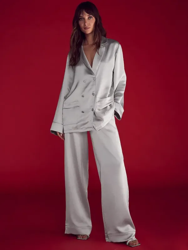 Атласна піжама з штанами Luxe Satin Doubl -Breasted PjSet Victoria's Secret