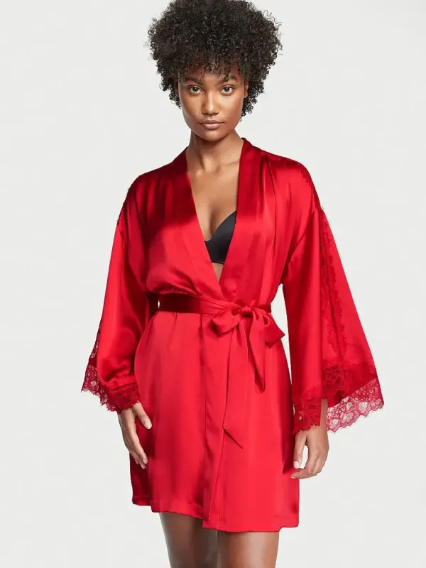 Атласний халат Lace Inset Robe Victoria's Secret