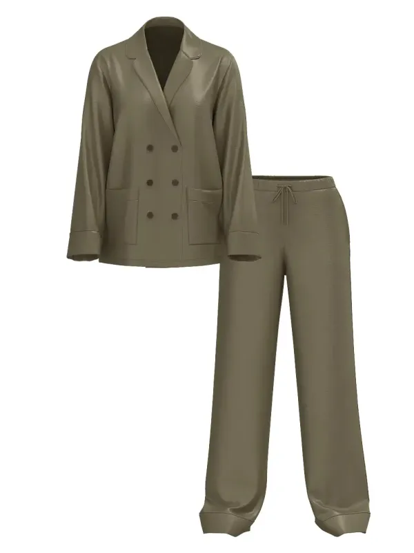 Атласна піжама з штанами Luxe Satin Doubl -Breasted PjSet Victoria's Secret