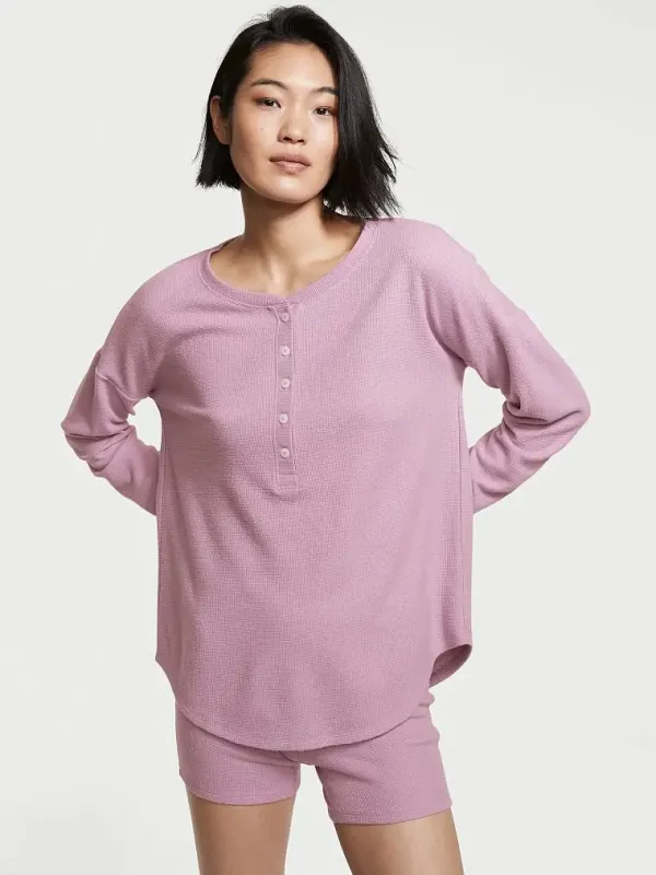 Піжама з шортами Glow Waffle Henley Set Victoria's Secret