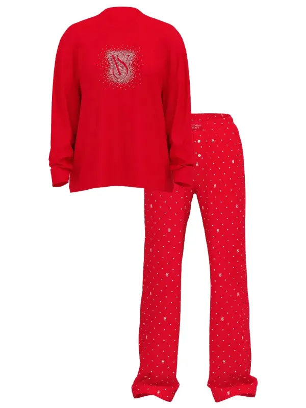 Фланелева піжама з шортами Long Tee-Jama Set Victoria's Secret