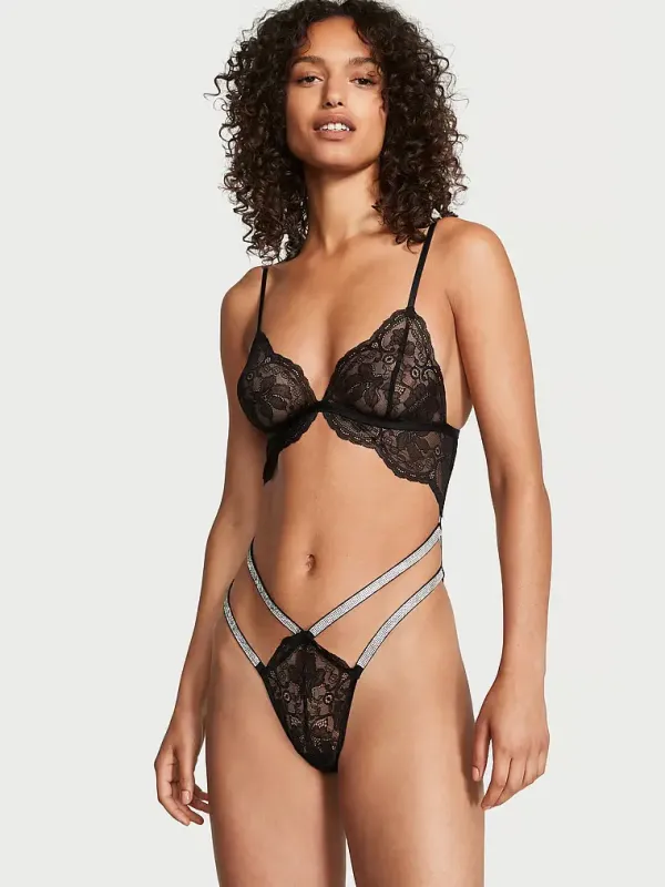 Мереживне боді зі стразами Shine Strap Teddy Victoria's Secret