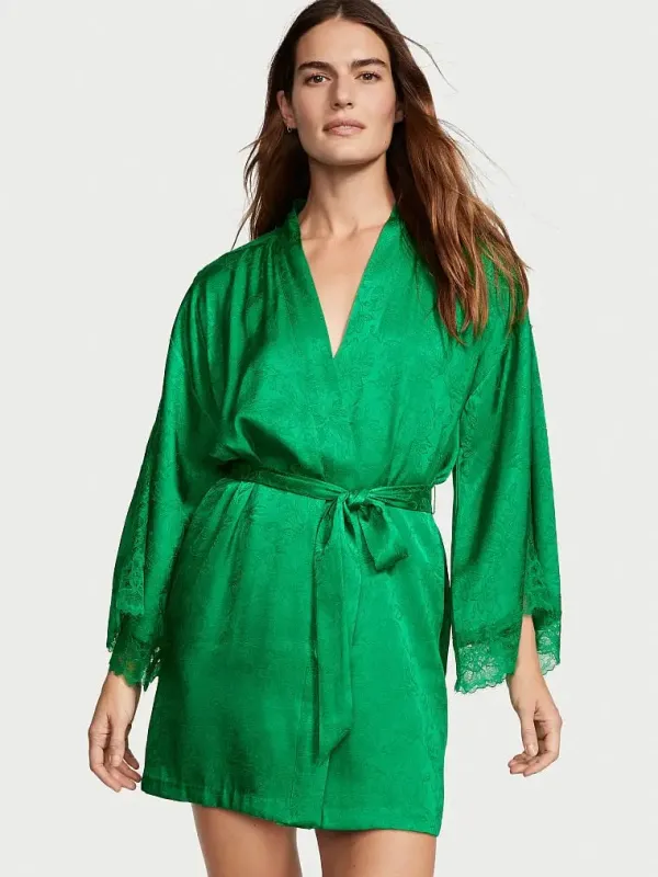 Атласний халат Lace Inset Robe Victoria's Secret
