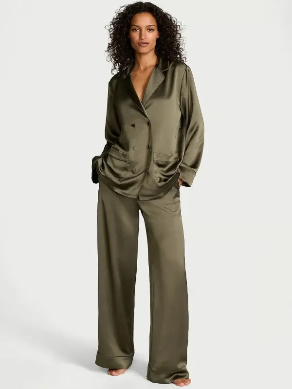 Атласна піжама з штанами Luxe Satin Doubl -Breasted PjSet Victoria's Secret