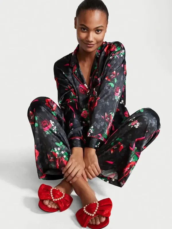 Атласна піжама з штанами Satin Long PJ Set Victoria's Secret