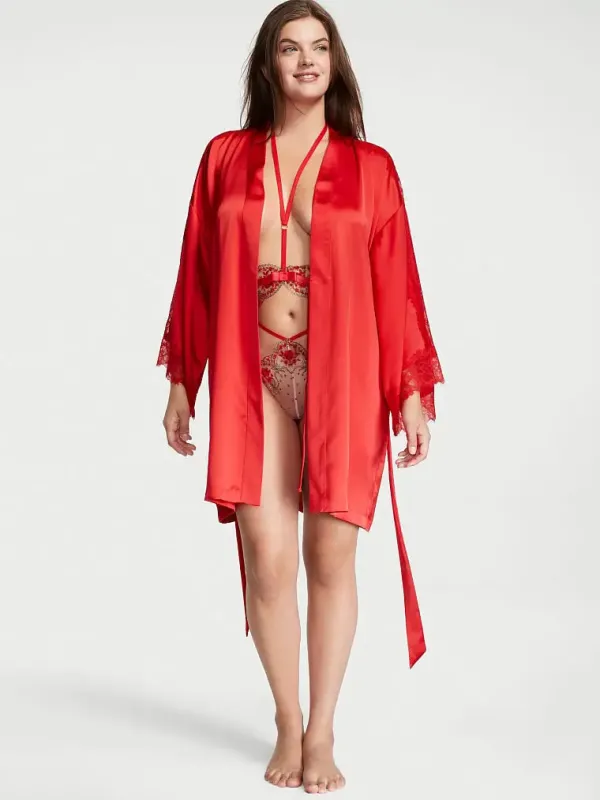 Атласний халат Lace Inset Robe Victoria's Secret