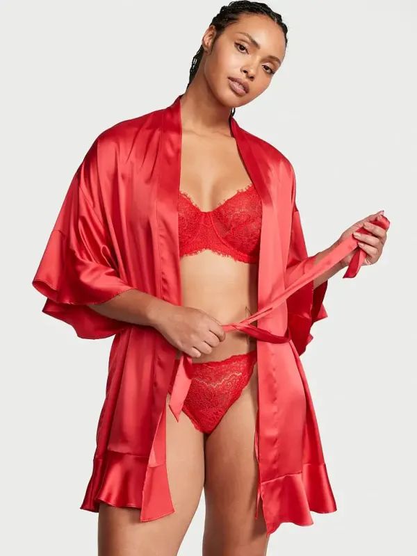 Атласний Халат Flounce Satin Robe Victoria's Secret