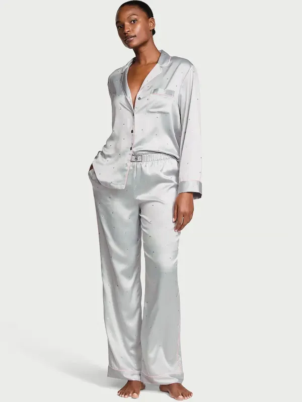 Атласна піжама з штанами Glazed Satin Dew Drop Long PJ Set Victoria's Secret