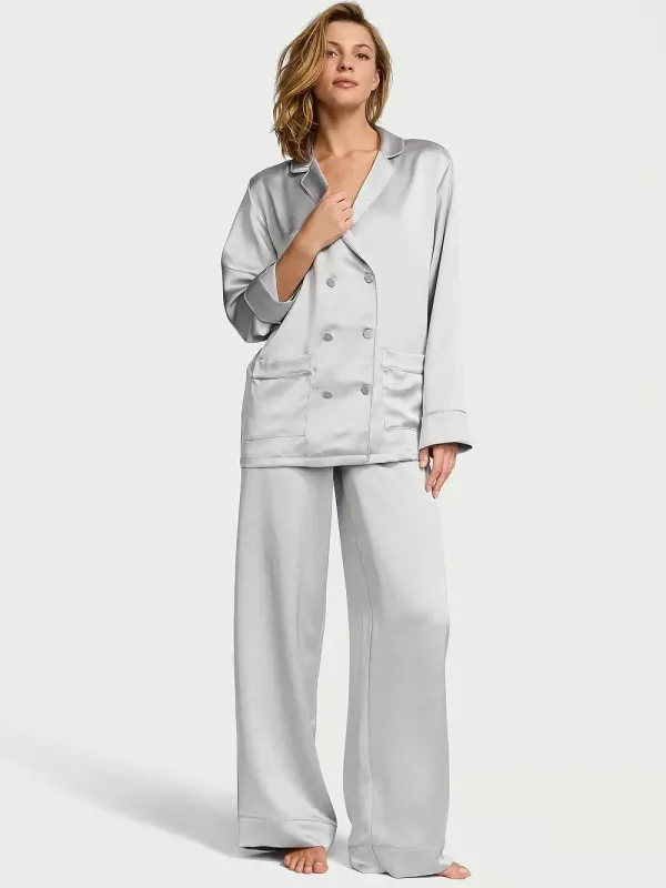 Атласна піжама з штанами Luxe Satin Doubl -Breasted PjSet Victoria's Secret