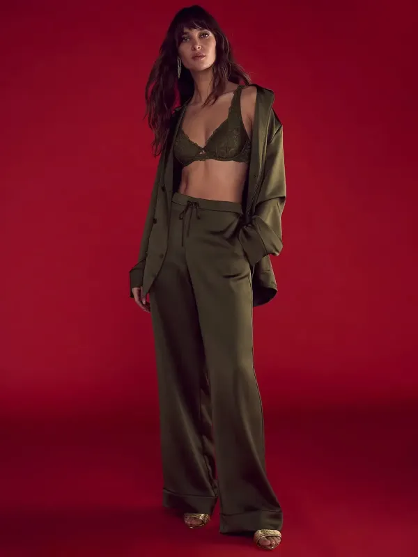 Атласна піжама з штанами Luxe Satin Doubl -Breasted PjSet Victoria's Secret