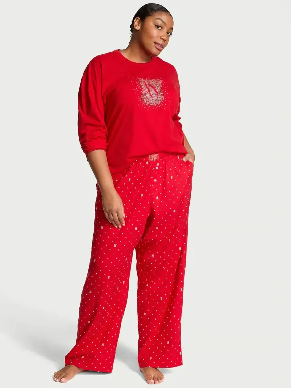 Фланелева піжама з шортами Long Tee-Jama Set Victoria's Secret