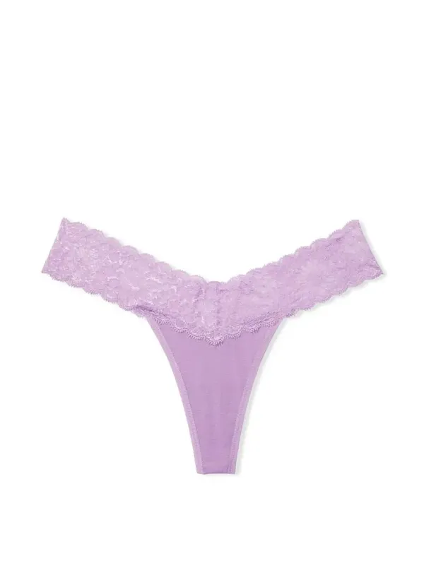 Бавовняні трусики-танга з мереживом Victoria's Secret