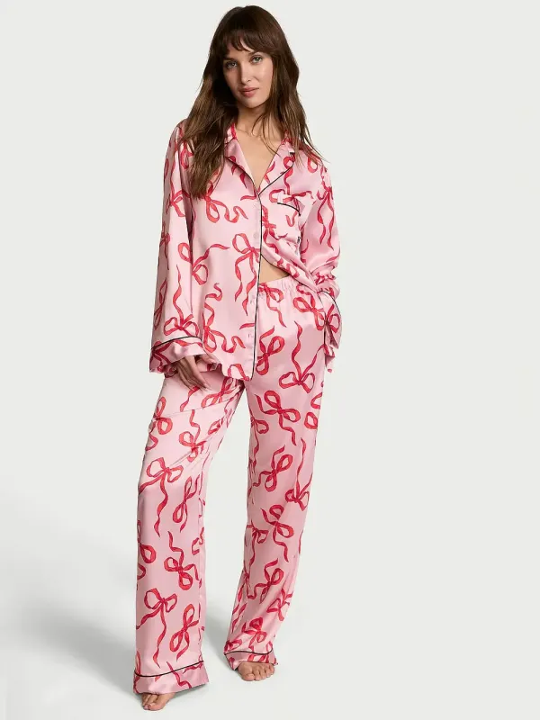 Атласна піжама з штанами Glazed Satin Long PJ Set Victoria's Secret