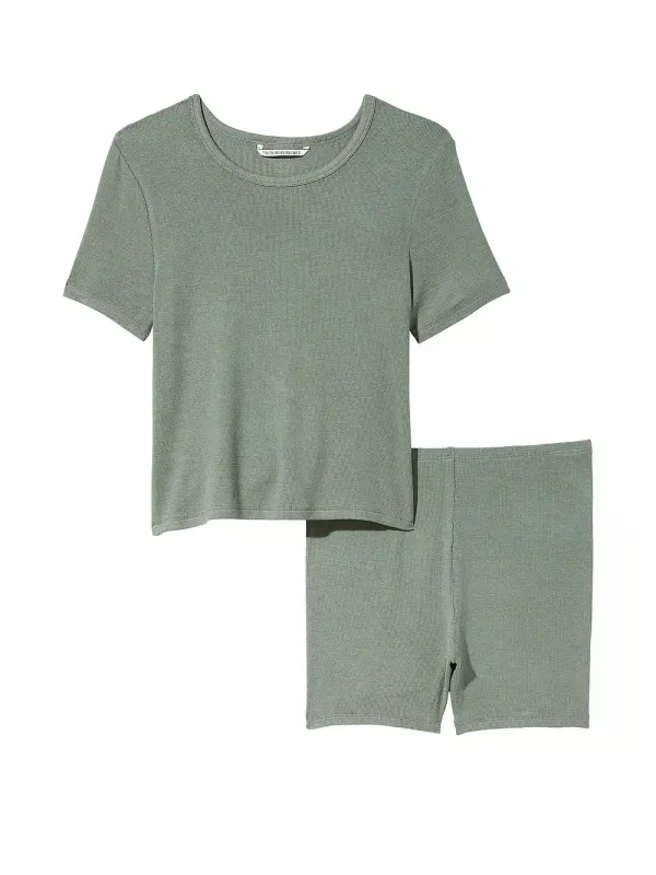 Комплект із шортиками Ribbed Modal Tee & Short Set Victoria's Secret