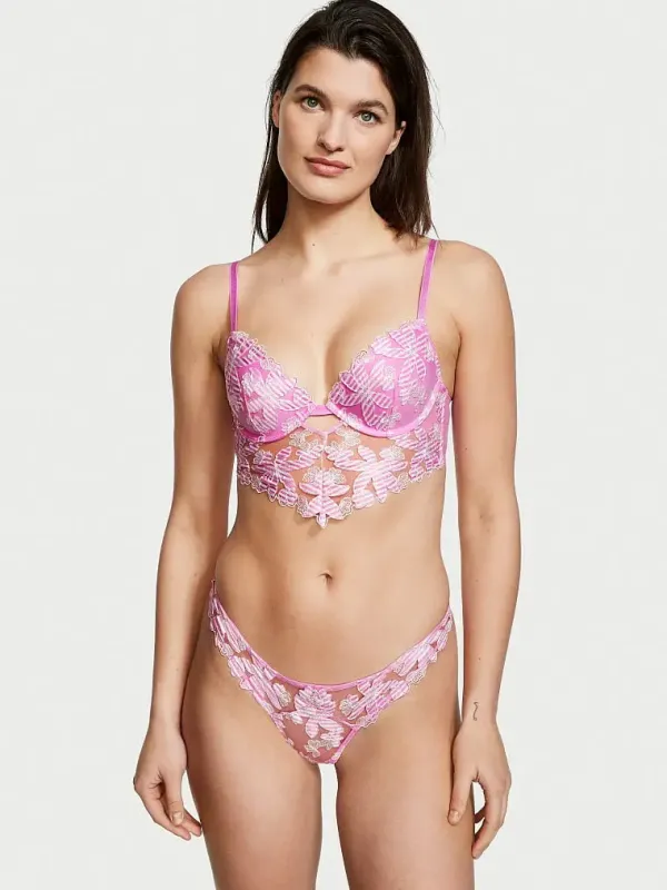 Трусики тонг Floral Embroidery Luxe Lingerie Victoria's Secret