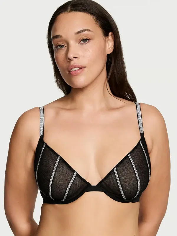 Комплект 3-Set Бюстгальтер демі & Трусики тонги & Пояс Sheer Shine Very Sexy Victoria's Secret