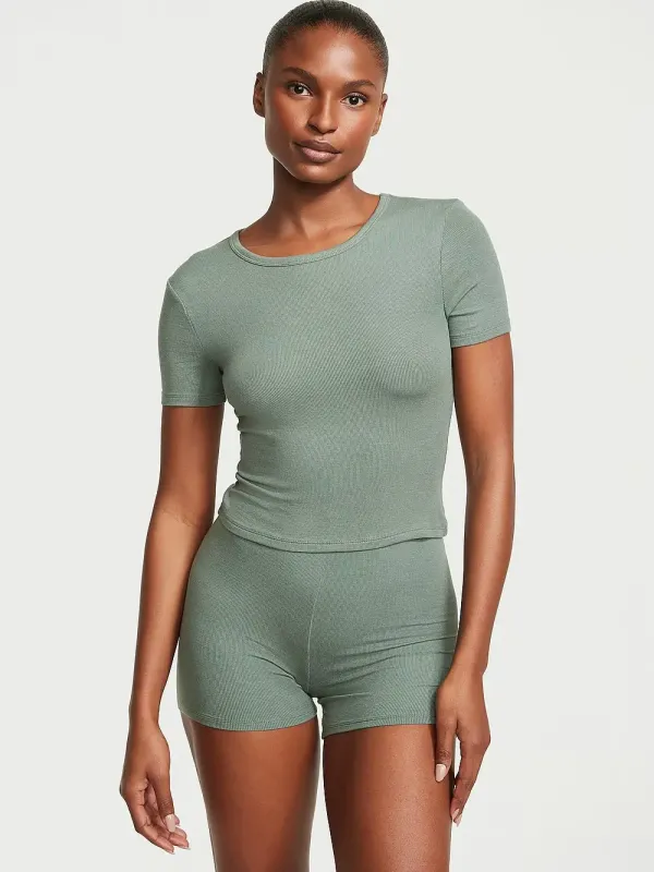 Комплект із шортиками Ribbed Modal Tee & Short Set Victoria's Secret