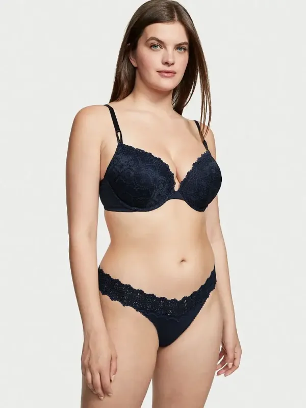 Бавовняні трусики тонг Lace-waist Victoria's Secret