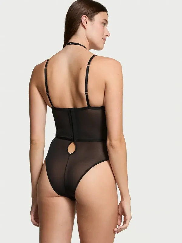 Боді балконет з чашечками VS Logo Faux-Leather Trim Victoria's Secret