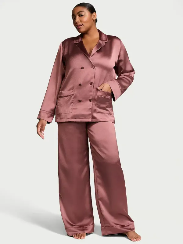 Атласна піжама з штанами Luxe Satin Doubl -Breasted PjSet Victoria's Secret