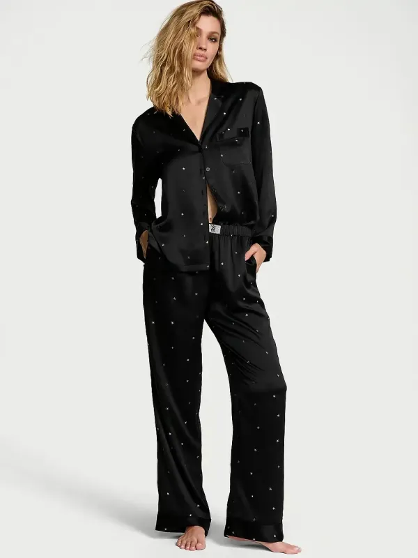 Атласна піжама зі штанами Glazed Satin Dew Drop Long PJ Set Victoria's Secret