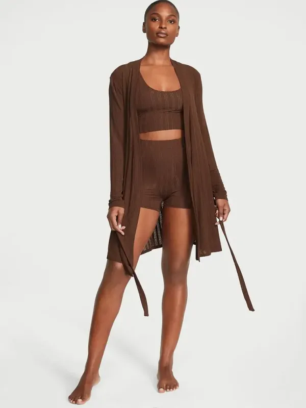 Комплект із шортами Luxe Modal Ribbed 3-Piece Set Victoria's Secret