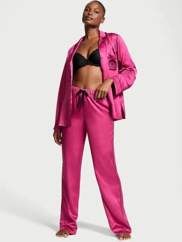 Атласна піжама з штанами Glazed Satin Long PJ Set Victoria's Secret