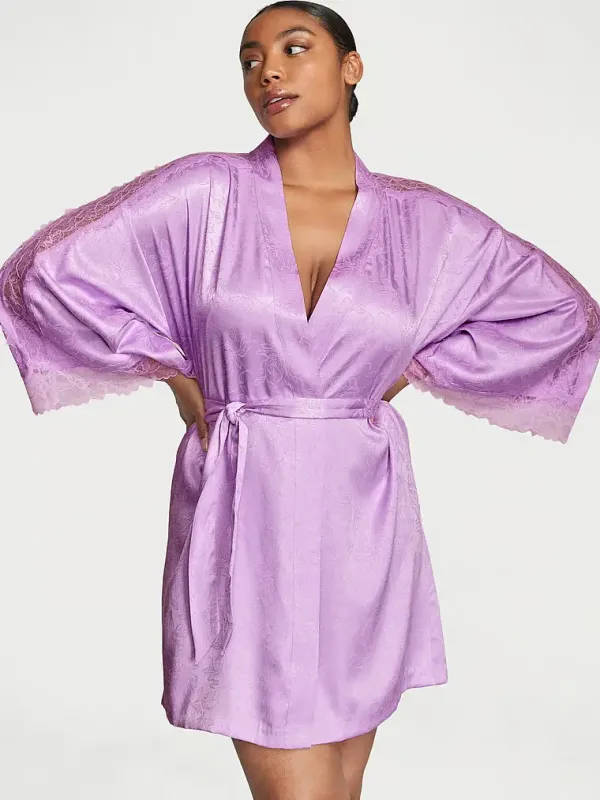 Атласний халат Lace Inset Robe Victoria's Secret
