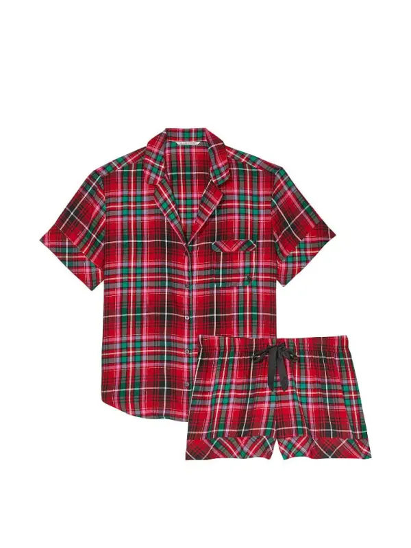 Фланелева піжама із шортами Short PJ Set Victoria's Secret