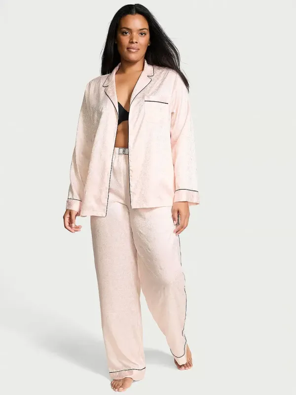 Атласна піжама з штанами Glazed Satin Dew Drop Long PJ Set Victoria's Secret