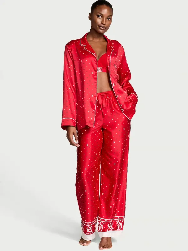 Атласна піжама з штанами Glazed Satin Long PJ Set Victoria's Secret
