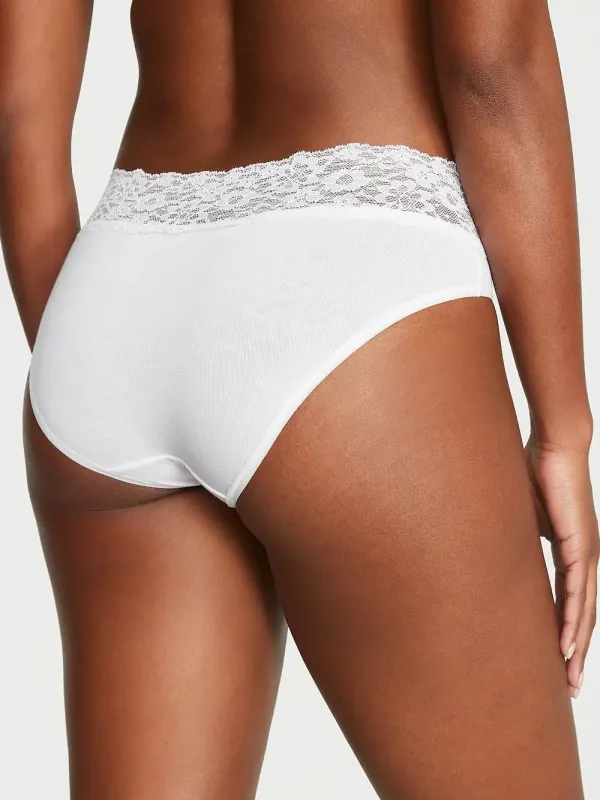Бавовняні трусики хіпхагер Lace-waist Victoria's Secret