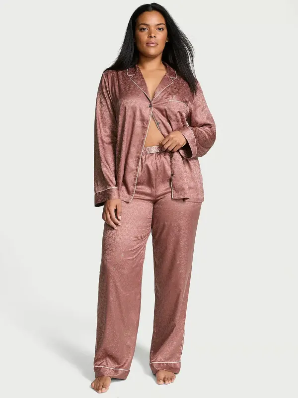 Атласна піжама з штанами Glazed Satin Dew Drop Long PJ Set Victoria's Secret
