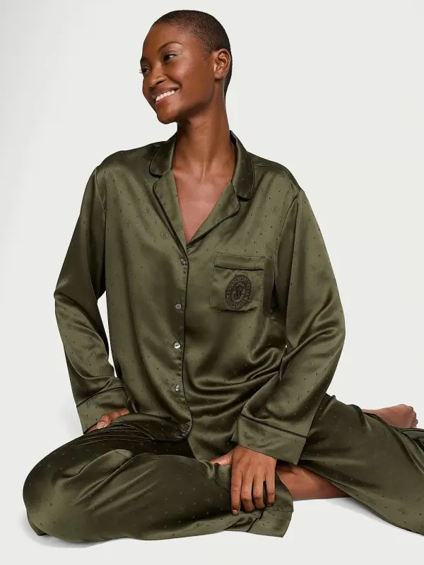 Атласна піжама з штанами Glazed Satin Long PJ Set Victoria's Secret