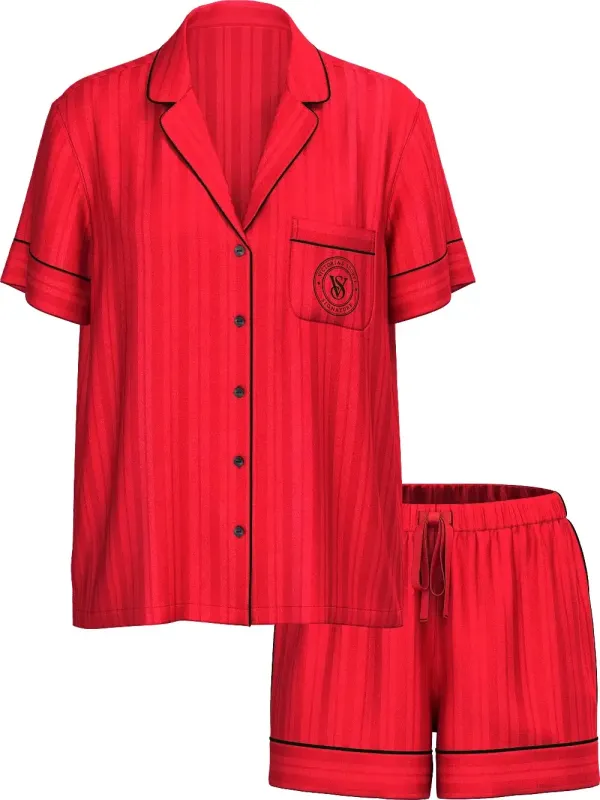 Атласна піжама з шортами Glazed Satin PJ Set Victoria's Secret