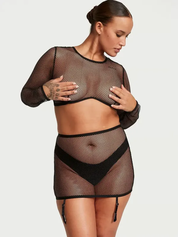 Комплект в сіточку Fishnet Cropped Top & Open-Back Mini Skirt Set Victoria's Secret