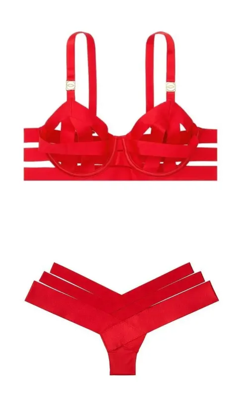 Комплект Бюстгалтер без наполнения Strappy & Трусики Banded Strappy Cheeky Panty Victoria's Secret