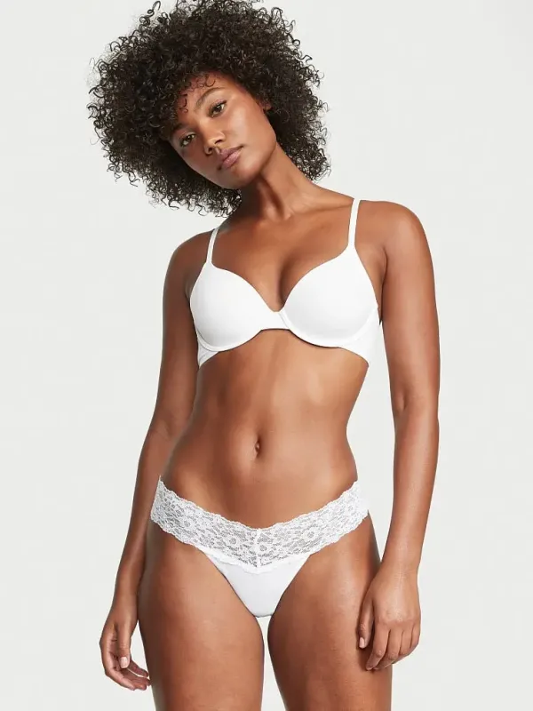 Бавовняні трусики тонг Posey Lace Waist Victoria's Secret
