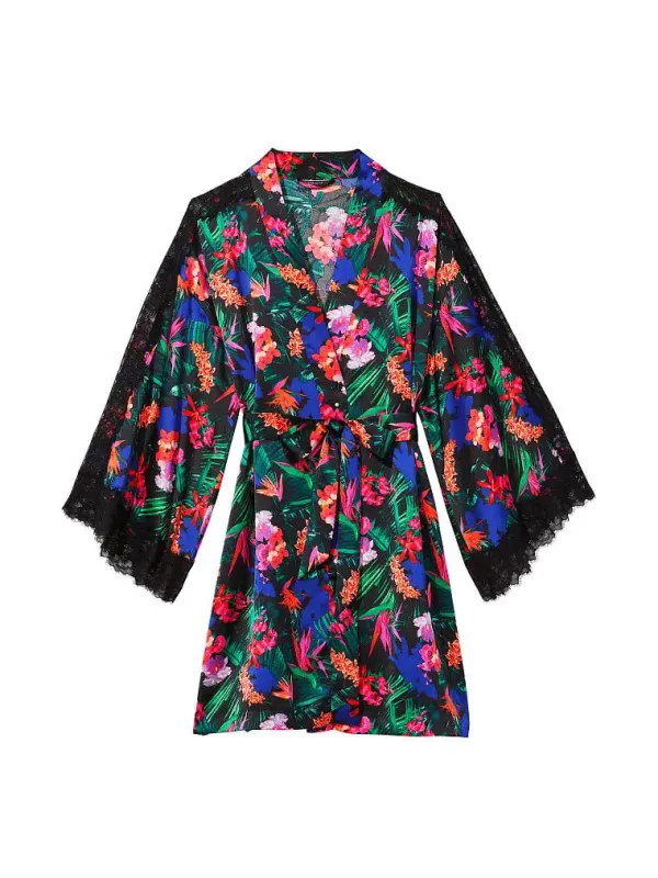Атласний халат Lace Inset Robe Victoria's Secret