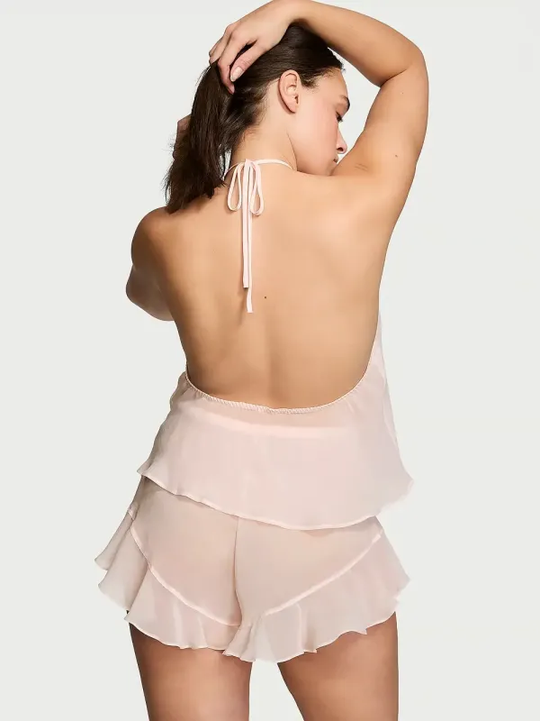Комлект Chiffon Rosette Halter Cami & Shorts Set Victoria's Secret