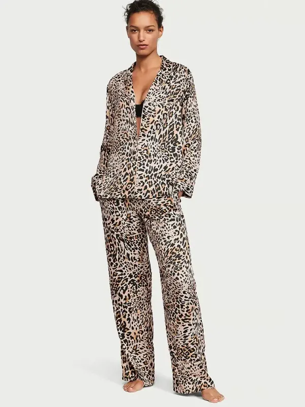 Атласна піжама зі штанами Satin Long PJ Set Victoria's Secret
