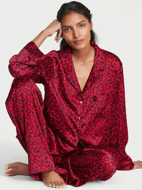 Атласна піжама з штанами Satin Long PJ Set Victoria's Secret
