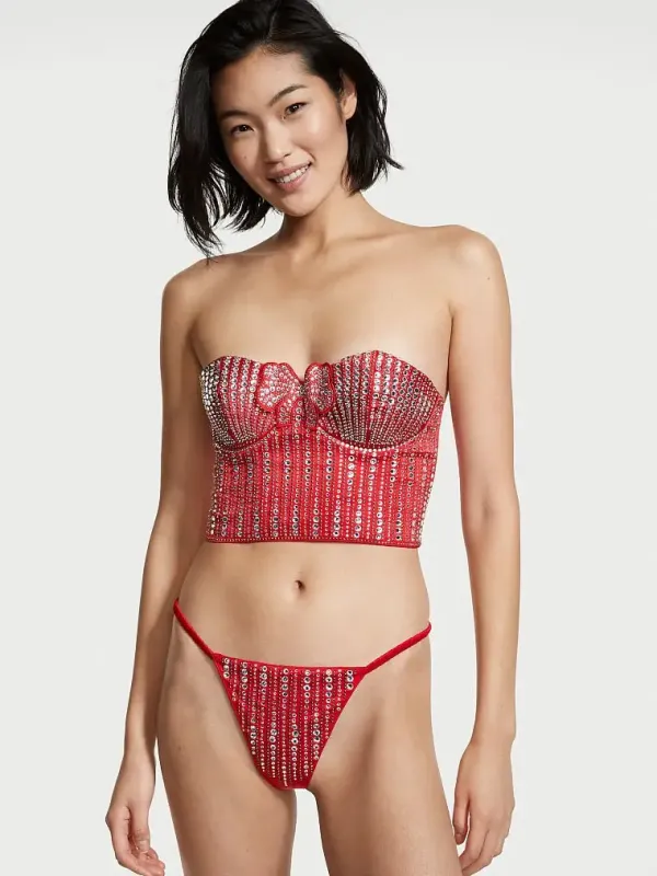 Комплект Бюстьє Shine Embellished Bow & Трусики V-string Dream Angels Victoria's Secret