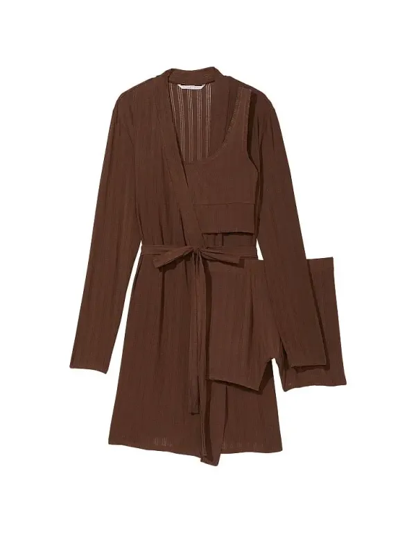 Комплект із шортами Luxe Modal Ribbed 3-Piece Set Victoria's Secret