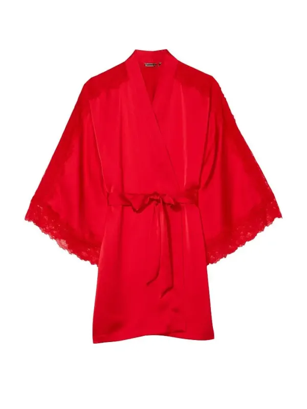 Атласний халат Lace Inset Robe Victoria's Secret