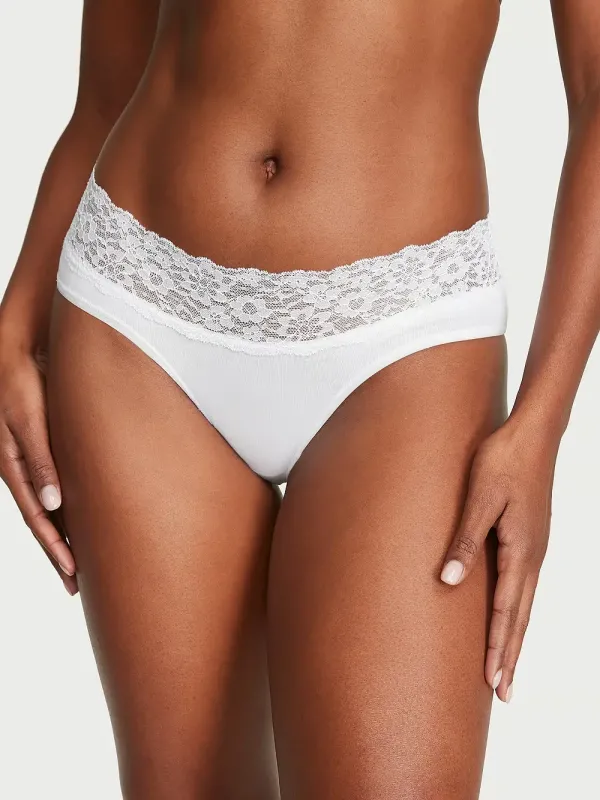 Бавовняні трусики хіпхагер Lace-waist Victoria's Secret